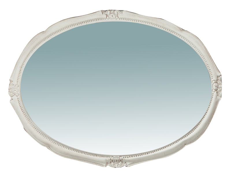 Biscottini Specchiera da parete verticale/orizzontale in legno finitura bianca anticata L53xPR3,5xH72 cm Made in Italy