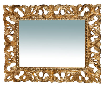 Biscottini Specchiera da parete verticale/orizzontale in legno finitura foglia oro anticato L82xPR6xH101 cm Made in Italy