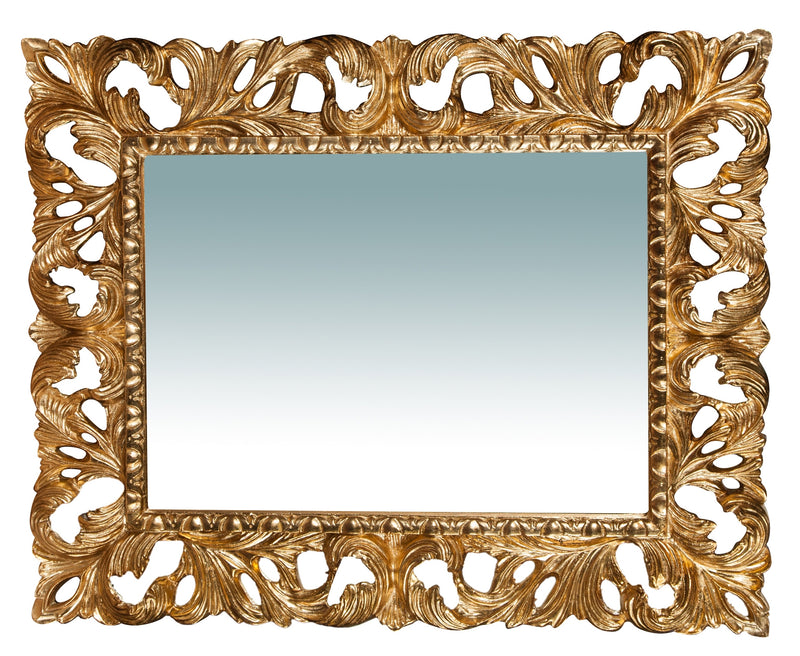 Biscottini Specchiera da parete verticale/orizzontale in legno finitura foglia oro anticato L82xPR6xH101 cm Made in Italy