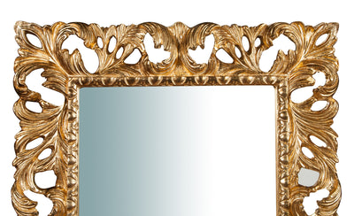 Biscottini Specchiera da parete verticale/orizzontale in legno finitura foglia oro anticato L82xPR6xH101 cm Made in Italy