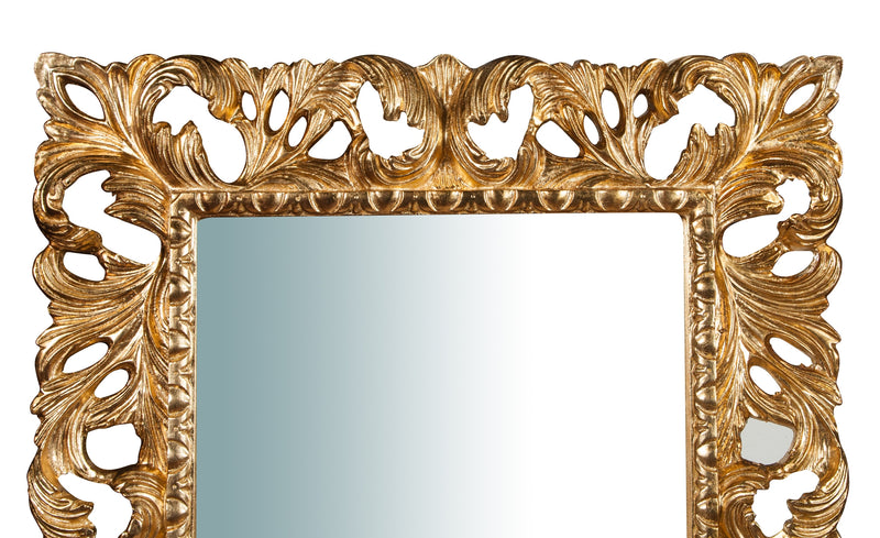 Biscottini Specchiera da parete verticale/orizzontale in legno finitura foglia oro anticato L82xPR6xH101 cm Made in Italy