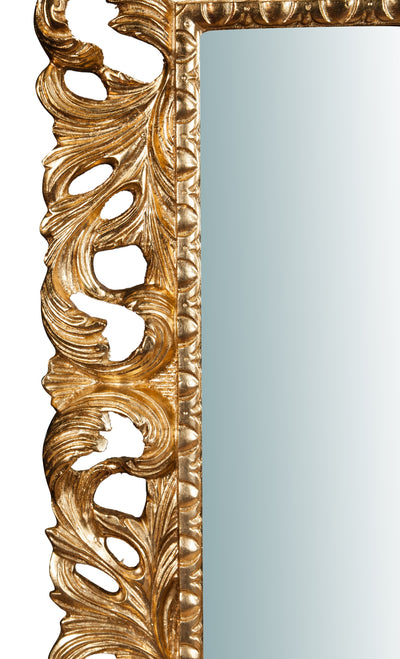 Biscottini Specchiera da parete verticale/orizzontale in legno finitura foglia oro anticato L82xPR6xH101 cm Made in Italy