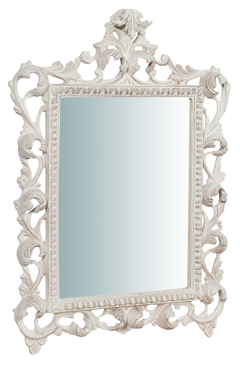 Biscottini Specchiera da parete in legno finitura bianco anticato L45xPR4xH61 cm Made in Italy