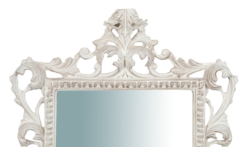 Biscottini Specchiera da parete in legno finitura bianco anticato L45xPR4xH61 cm Made in Italy