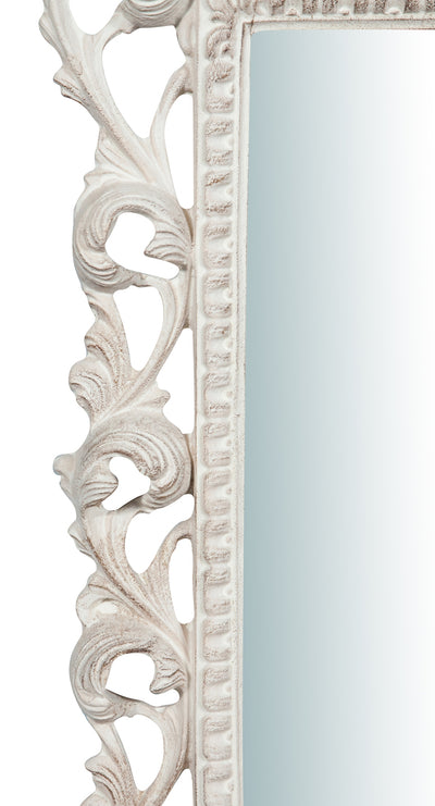 Biscottini Specchiera da parete in legno finitura bianco anticato L45xPR4xH61 cm Made in Italy