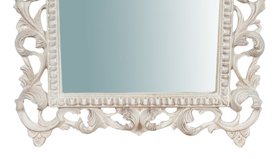 Biscottini Specchiera da parete in legno finitura bianco anticato L45xPR4xH61 cm Made in Italy