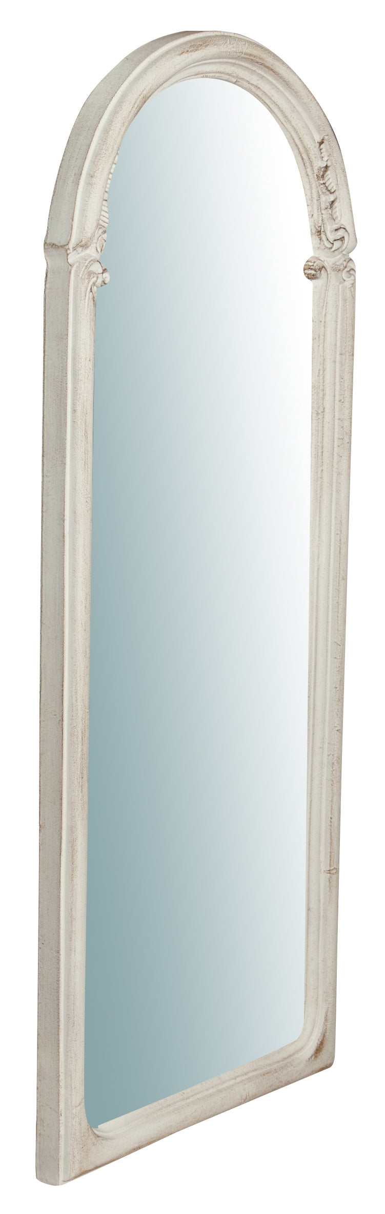 Biscottini Specchiera da parete in legno finitura bianco anticato L35xH3xL84 cm Made in Italy