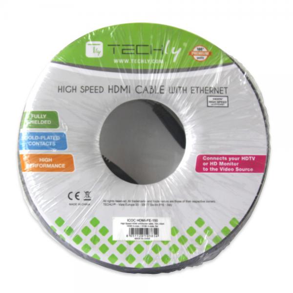 Cavo HDMI High Speed con Ethernet A/A M/M 4K 15m Nero