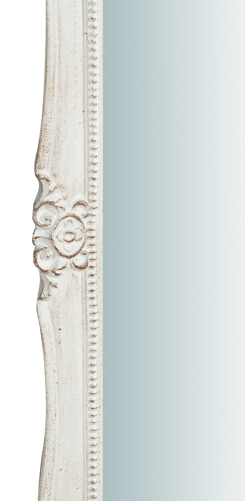 Biscottini Specchiera da parete in legno finitura bianco anticato L47xPR4xH100 cm Made in Italy