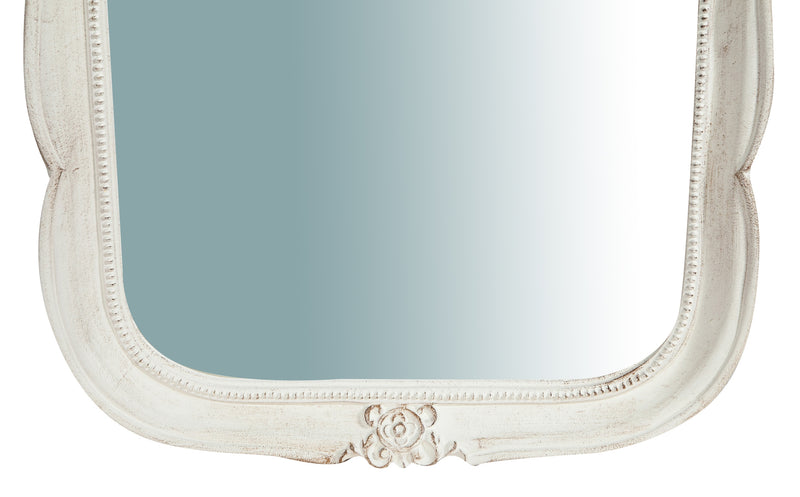 Biscottini Specchiera da parete in legno finitura bianco anticato L47xPR4xH100 cm Made in Italy