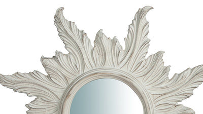 Biscottini Specchiera da parete in legno finitura bianco anticato L58xPR4xH58 cm Made in Italy