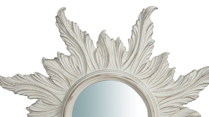 Biscottini Specchiera da parete in legno finitura bianco anticato L58xPR4xH58 cm Made in Italy