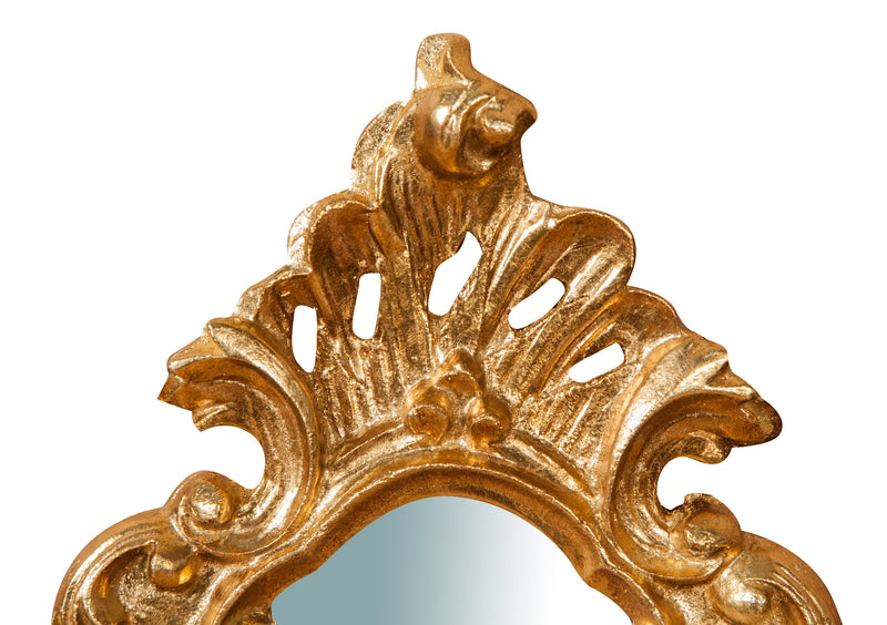 Biscottini Specchiera da parete in legno finitura foglia oro anticato L20xPR3xH35 cm Made in Italy