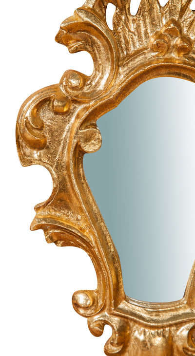 Biscottini Specchiera da parete in legno finitura foglia oro anticato L20xPR3xH35 cm Made in Italy