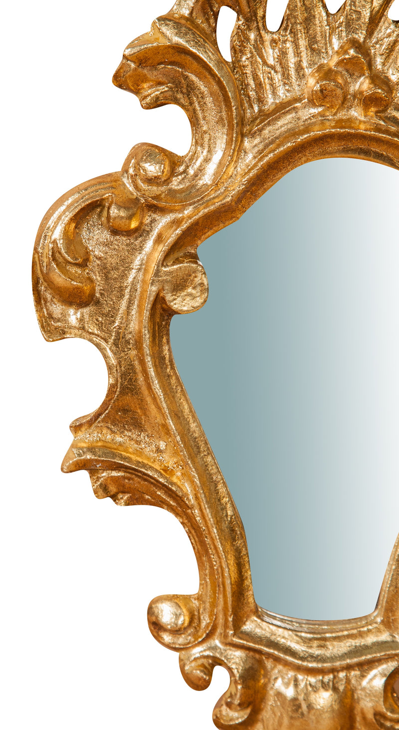 Biscottini Specchiera da parete in legno finitura foglia oro anticato L20xPR3xH35 cm Made in Italy