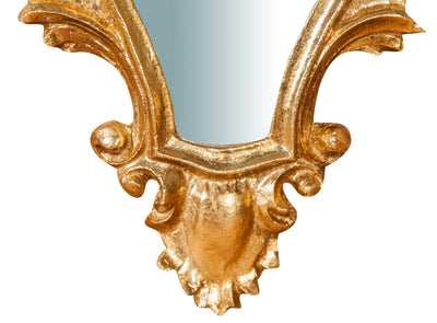 Biscottini Specchiera da parete in legno finitura foglia oro anticato L20xPR3xH35 cm Made in Italy