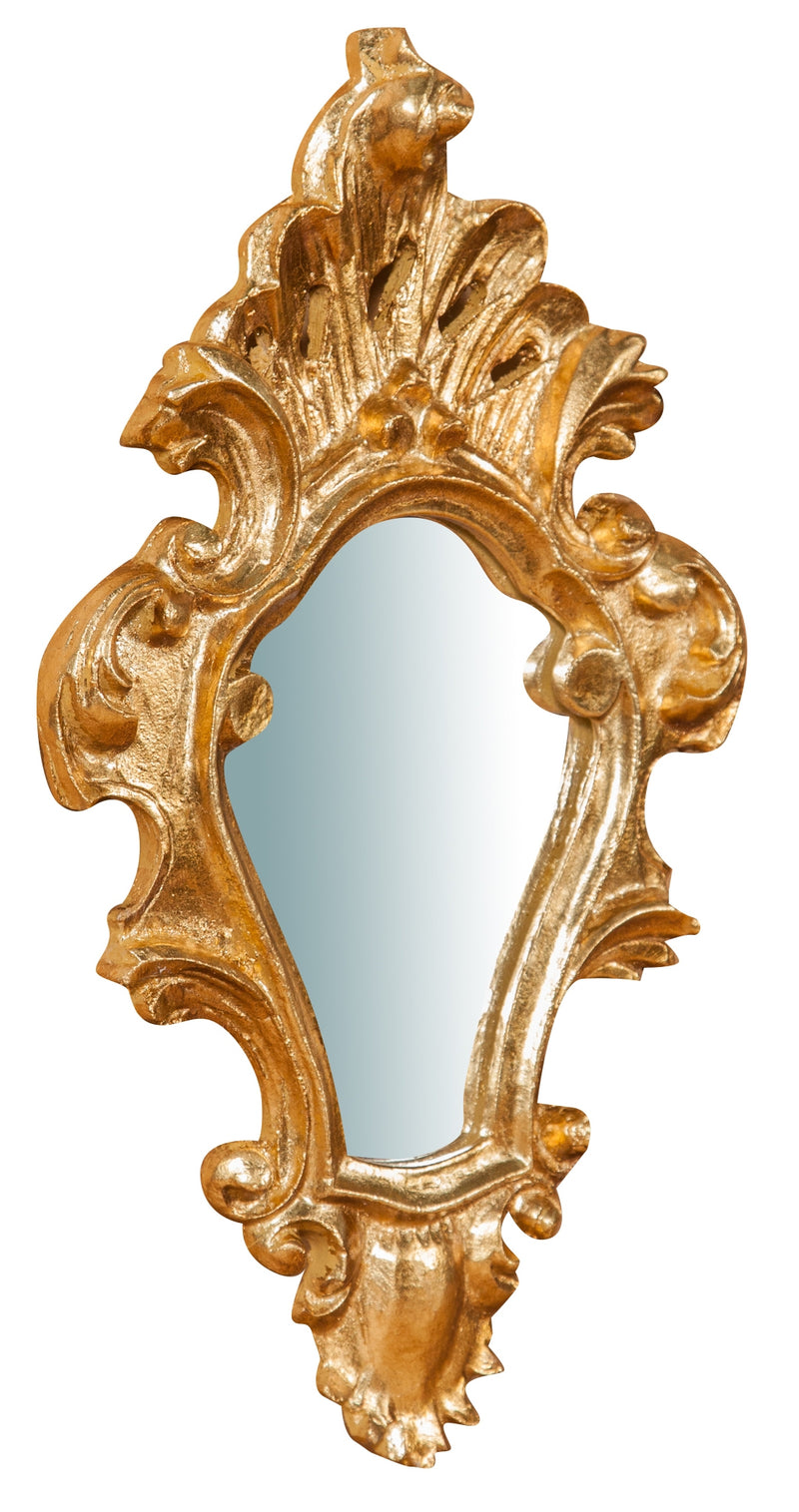 Biscottini Specchiera da parete in legno finitura foglia oro anticato L20xPR3xH35 cm Made in Italy