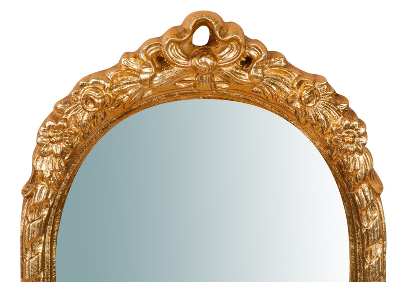 Biscottini Specchiera da parete in legno finitura foglia oro anticato L28xPR5xH69 cm Made in Italy