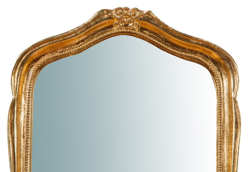 Biscottini Specchiera da parete in legno finitura foglia oro anticato L47xPR4xH100 cm Made in Italy