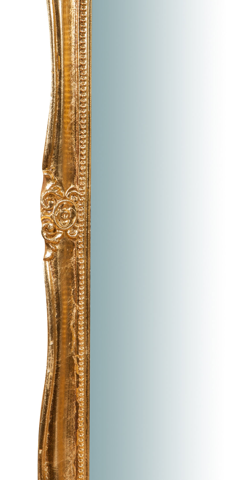 Biscottini Specchiera da parete in legno finitura foglia oro anticato L47xPR4xH100 cm Made in Italy