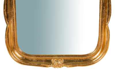 Biscottini Specchiera da parete in legno finitura foglia oro anticato L47xPR4xH100 cm Made in Italy