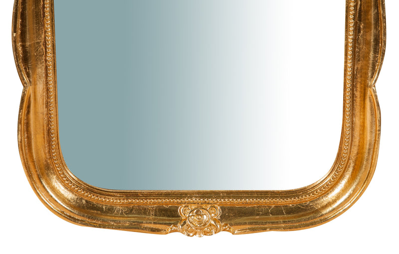 Biscottini Specchiera da parete in legno finitura foglia oro anticato L47xPR4xH100 cm Made in Italy