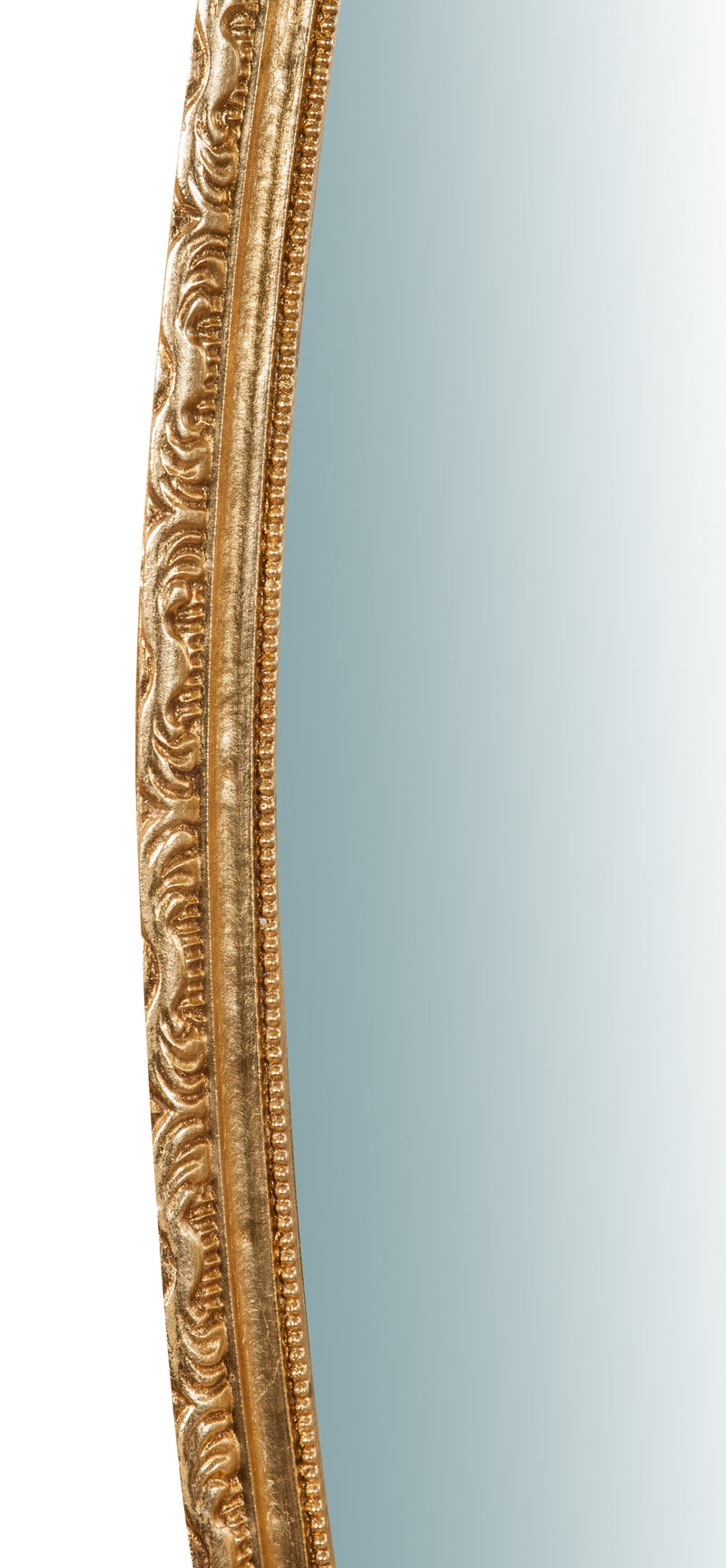 Biscottini Specchiera da parete in legno finitura foglia oro anticato L52xPR4,5xH133 cm Made in Italy