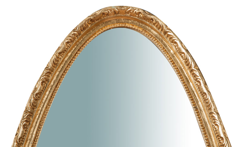 Biscottini Specchiera da parete in legno finitura foglia oro anticato L52xPR4,5xH133 cm Made in Italy