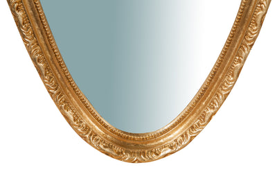 Biscottini Specchiera da parete in legno finitura foglia oro anticato L52xPR4,5xH133 cm Made in Italy