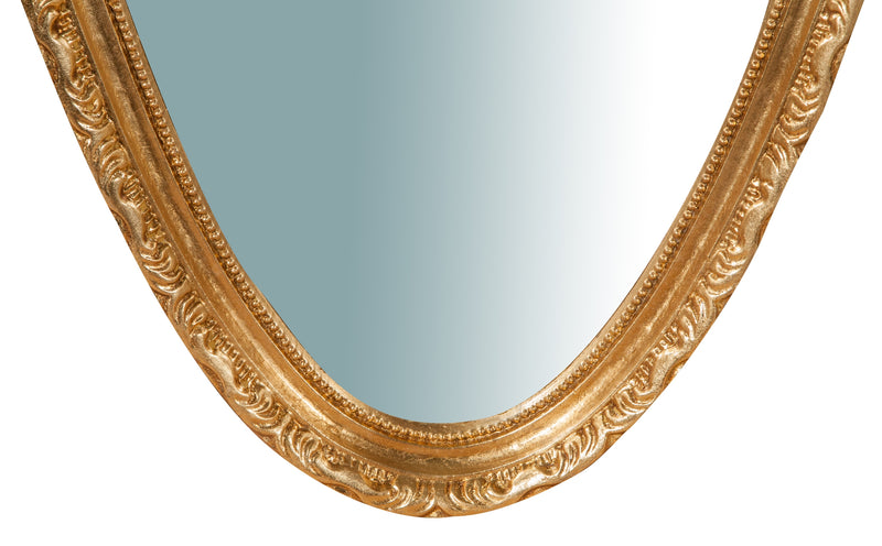 Biscottini Specchiera da parete in legno finitura foglia oro anticato L52xPR4,5xH133 cm Made in Italy