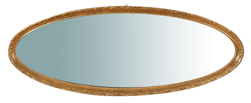 Biscottini Specchiera da parete in legno finitura foglia oro anticato L52xPR4,5xH133 cm Made in Italy