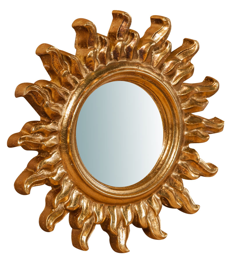 Biscottini Specchiera da parete in legno finitura foglia oro anticato L30xPR3xH30 cm Made in Italy