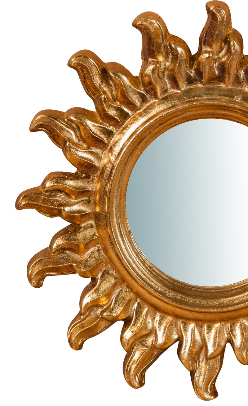 Biscottini Specchiera da parete in legno finitura foglia oro anticato L30xPR3xH30 cm Made in Italy