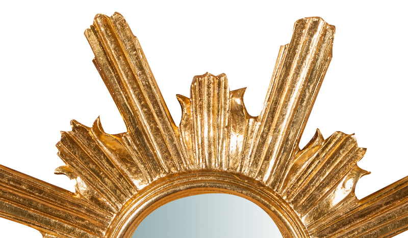Biscottini Specchiera da parete in legno finitura foglia oro anticato L60xPR4xH60 cm Made in Italy