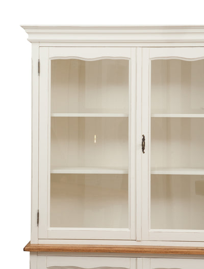 Biscottini Credenza in legno massello di tiglio struttura bianca piano finitura naturale L175xPR41xH207 cm. Made in Italy