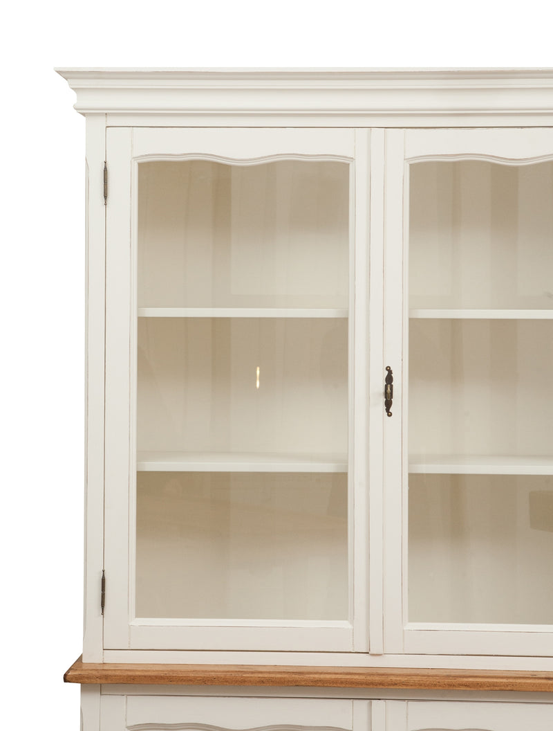 Biscottini Credenza in legno massello di tiglio struttura bianca piano finitura naturale L175xPR41xH207 cm. Made in Italy