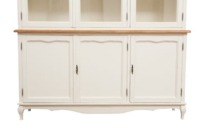 Biscottini Credenza in legno massello di tiglio struttura bianca piano finitura naturale L175xPR41xH207 cm. Made in Italy