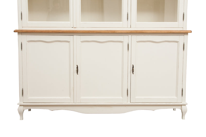 Biscottini Credenza in legno massello di tiglio struttura bianca piano finitura naturale L175xPR41xH207 cm. Made in Italy