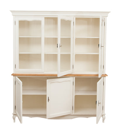 Biscottini Credenza in legno massello di tiglio struttura bianca piano finitura naturale L175xPR41xH207 cm. Made in Italy