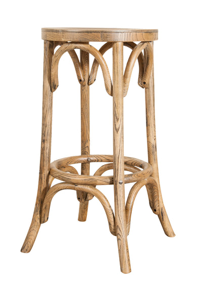 Biscottini Sgabello tipo Thonet in massello di frassino finitura noce chiaro anticato Diam.39XH75 cm.