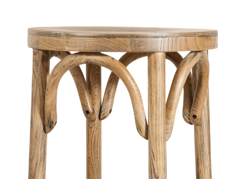 Biscottini Sgabello tipo Thonet in massello di frassino finitura noce chiaro anticato Diam.39XH75 cm.