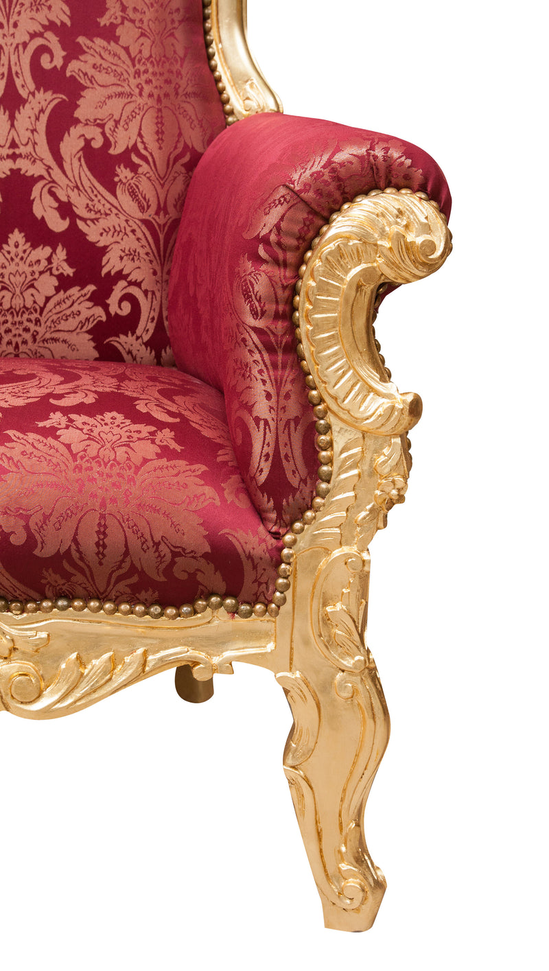 Biscottini Poltrona a trono stile francese Luigi XVI in legno massello di faggio L95XPR90XH185 cm