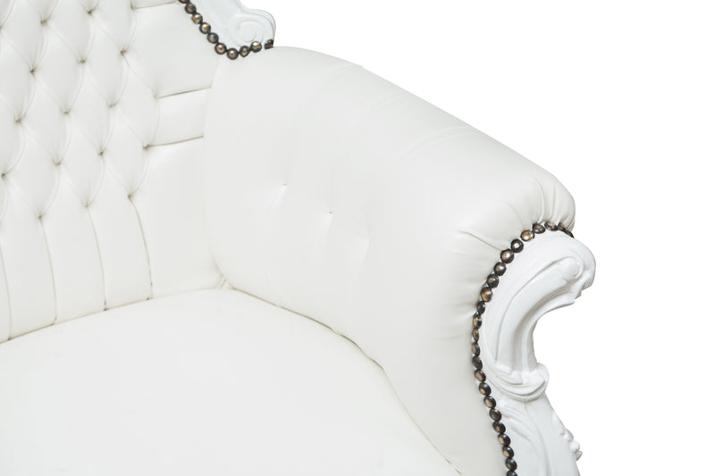 Biscottini Poltrona a trono stile francese Luigi XVI in legno massello di faggio L85XPR83XH145 cm