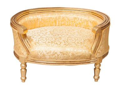 Biscottini Pouf con schienale stile francese Luigi XVI in legno massello di faggio oro