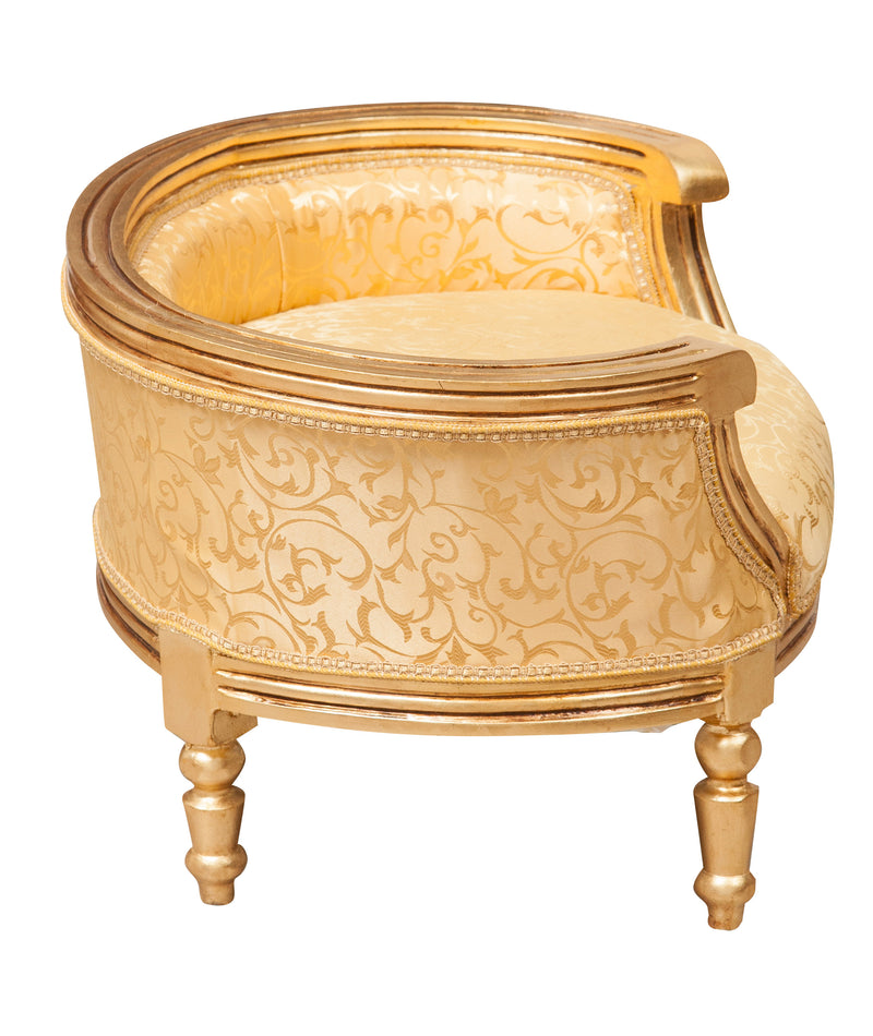 Biscottini Pouf con schienale stile francese Luigi XVI in legno massello di faggio oro