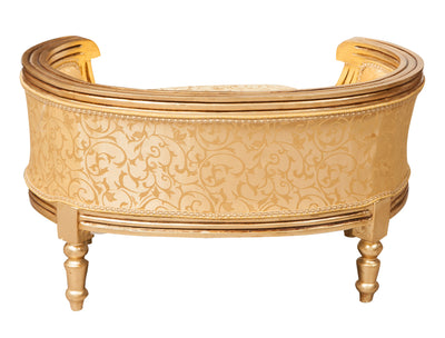 Biscottini Pouf con schienale stile francese Luigi XVI in legno massello di faggio oro