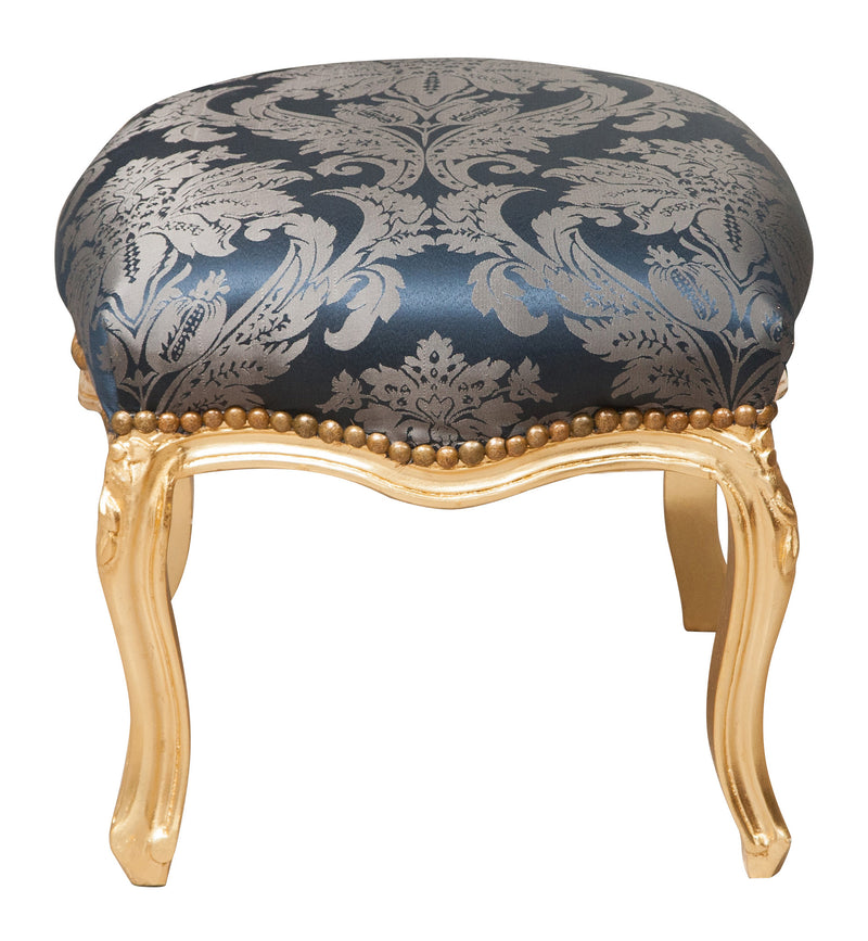 Biscottini Panchetto poggiapiedi stile francese Luigi XVI in legno massello di faggio L42XPR42XH42 cm