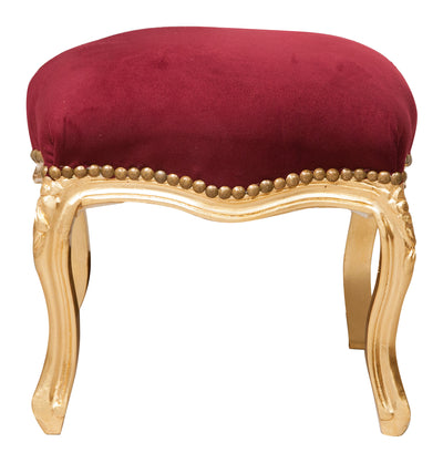 Biscottini Panchetto poggiapiedi stile francese Luigi XVI in legno massello di faggio XVI,