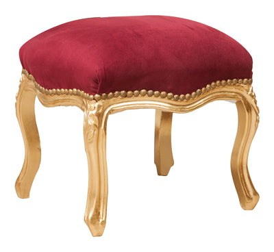 Biscottini Panchetto poggiapiedi stile francese Luigi XVI in legno massello di faggio XVI,