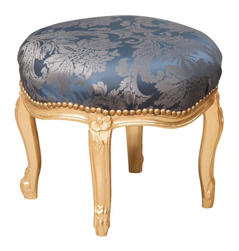 Biscottini Panchetto poggiapiedi stile francese Luigi XVI in legno massello di faggio XVI,